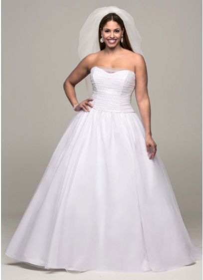 Ruched Corset Back Tulle Plus Size Wedding Dress David S Bridal