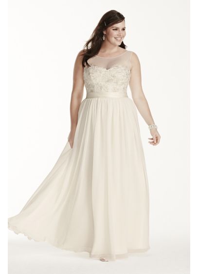 Illusion Tank Plus Size Wedding Dress With Lace David S Bridal