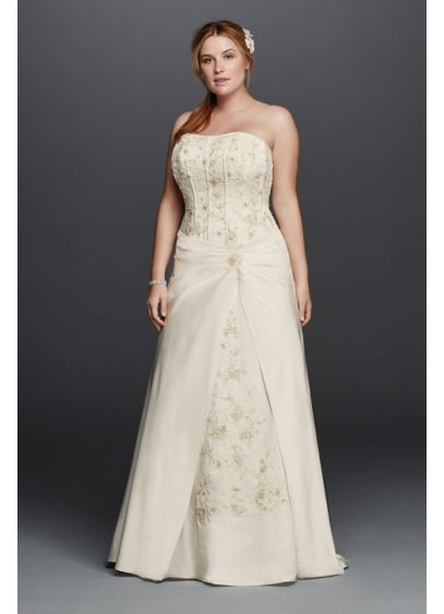 Satin A Line Plus Size Wedding Dress With Corset David S Bridal