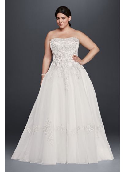 Tulle Plus Size Wedding Dress with Lace Appliques | David's Bridal