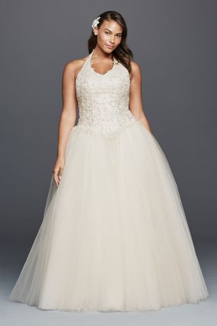 halter plus size wedding dress