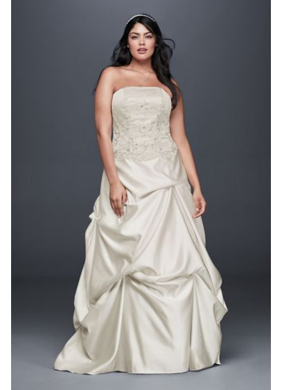 Embroidered Satin  Plus  Size  Wedding  Dress  David s Bridal 