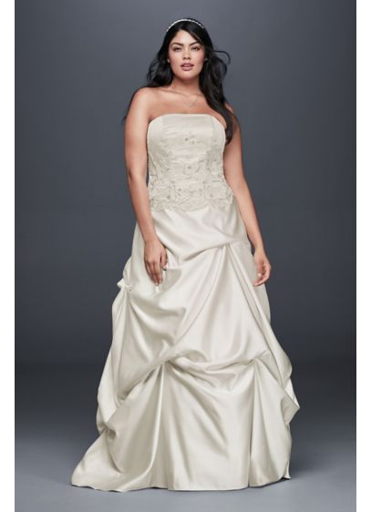 Embroidered Satin  Plus  Size  Wedding  Dress  David s Bridal  Embroidered Satin  Plus  Size  Wedding  Dress  David s Bridal