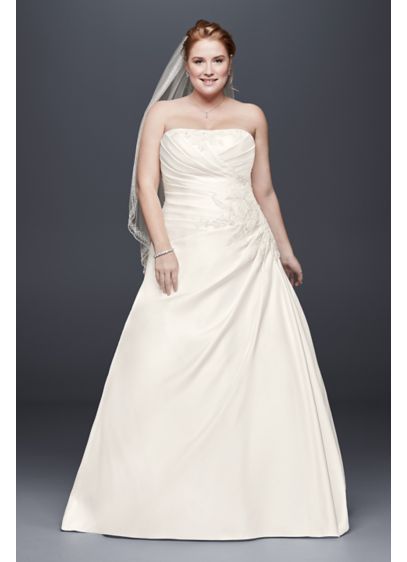 Draped and Beaded Plus Size A-Line Wedding Dress | David's Bridal
