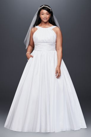 high neck plus size wedding dress