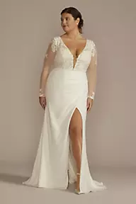 Reimagine DB Studio Recycled Lace Sheer Long Sleeve Wedding Dress