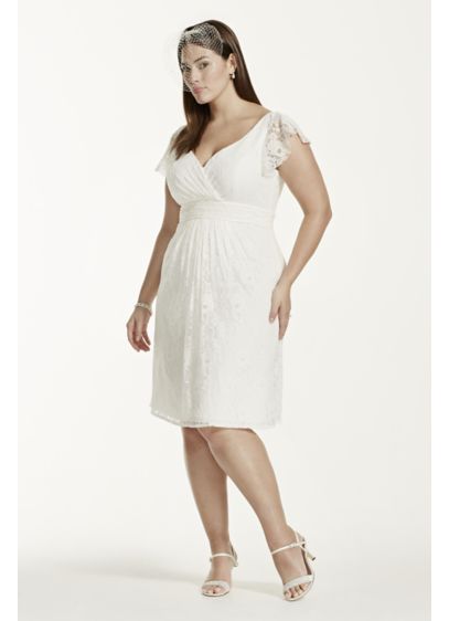 Cap Sleeve Short Lace Plus Size Wedding Dress David S Bridal