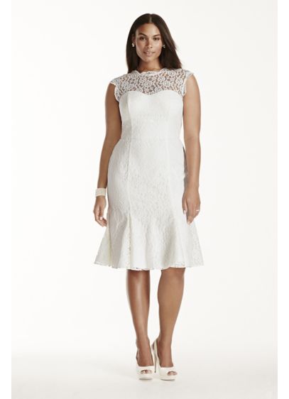 Lace Cap Sleeve Plus Size Short Wedding Dress David S Bridal