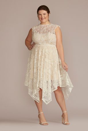 Picture of High Neck Lace Dress with Asymmetrical Skirt