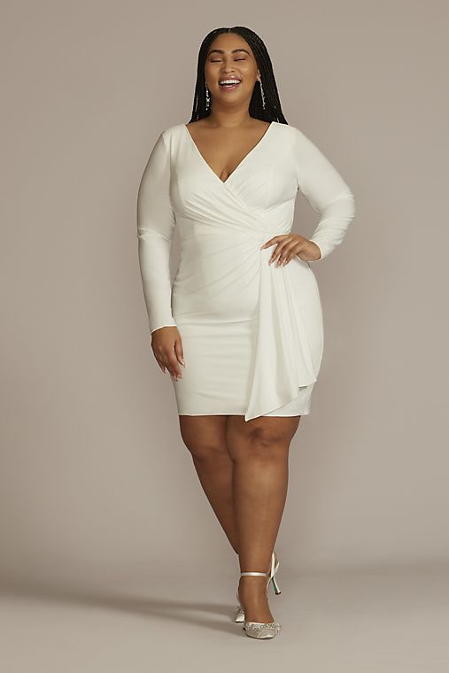 DB Studio Long Sleeve Jersey Dress with Side Draping