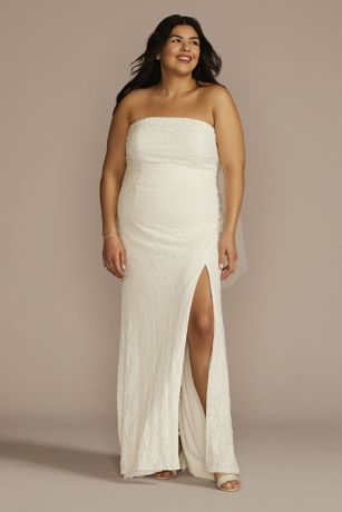 Picture of Allover Lace Strapless Sheath Wedding Dress