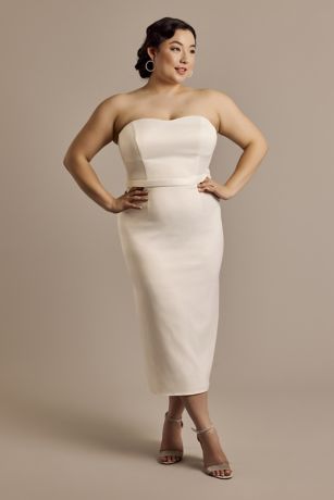 Picture of Strapless Sweetheart Sheath Midi Dress with Bow