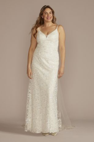 Picture of Sequin Floral A-Line Spaghetti Strap Wedding Dress