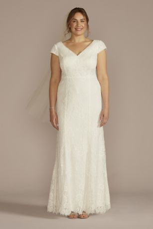 Picture of Allover Lace Cap Sleeve Mermaid Wedding Dress
