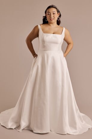 Picture of Square Neck Tank Mikado Ball Gown Wedding Dress