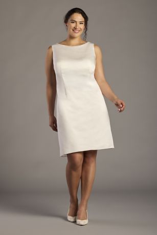 Picture of Satin Boatneck Mini Dress with Removable Scarf