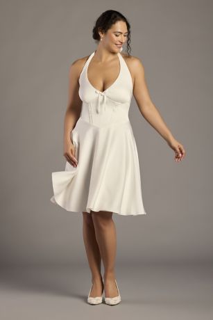 Picture of Matte Satin Halter Mini Dress with Basque Waist