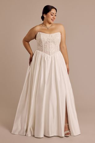 Picture of Beaded Bodice Basque Waist Strapless Ball Gown