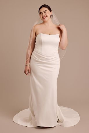 Picture of Strapless Satin Draped Mermaid Wedding Dress