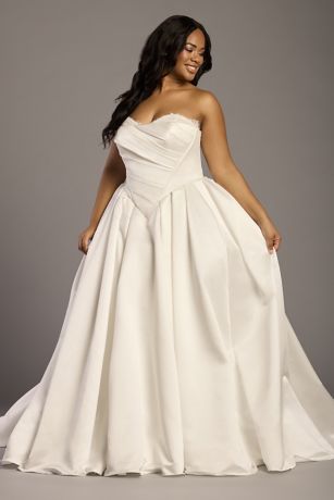 Picture of Off-the-Shoulder Peekaboo Bodice Satin Ball Gown