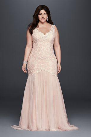 Beaded Trumpet Plus Size Wedding Dress 