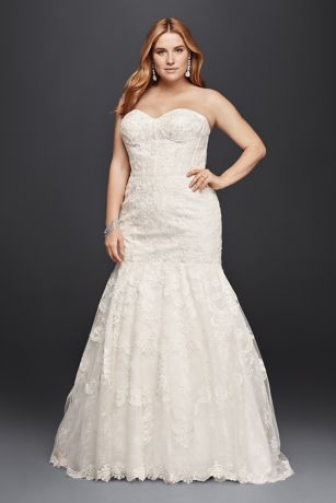 Corset Bodice Mermaid Lace Plus Size Wedding Dress - Davids Bridal