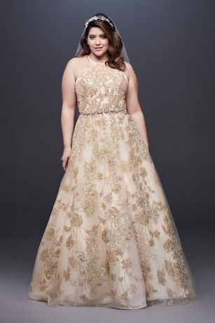plus size gold ball gowns
