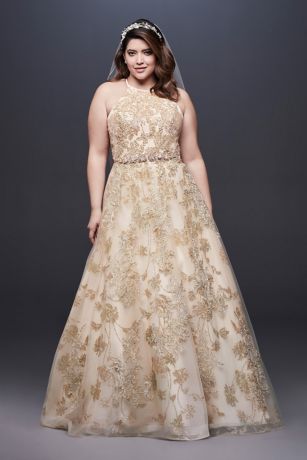 gold plus size evening gown