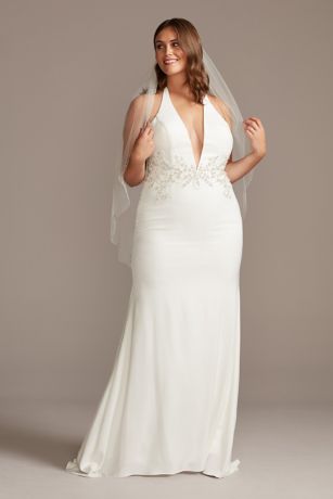 Crepe Sheath Halter Wedding Dress