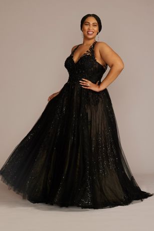 Picture of Floral Applique Open Back Halter Wedding Dress