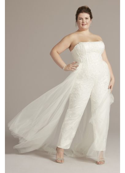 Plus Size Bridal Jumpsuit with Overskirt - Wow your guests in an unexpected yet glamorous