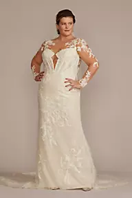 Galina Signature Sheer Corset Bodice Sheath Wedding Dress