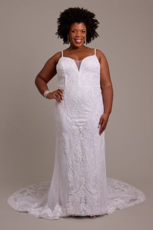 Picture of Strappy Allover Beaded Lace Mermaid Wedding Dress