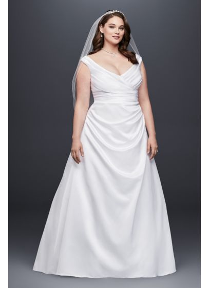 Off the Shoulder V Neck Plus Size Wedding Dress David s Off the Shoulder V Neck Plus Size Wedding Dress David s