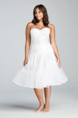 plus size white tea length dress