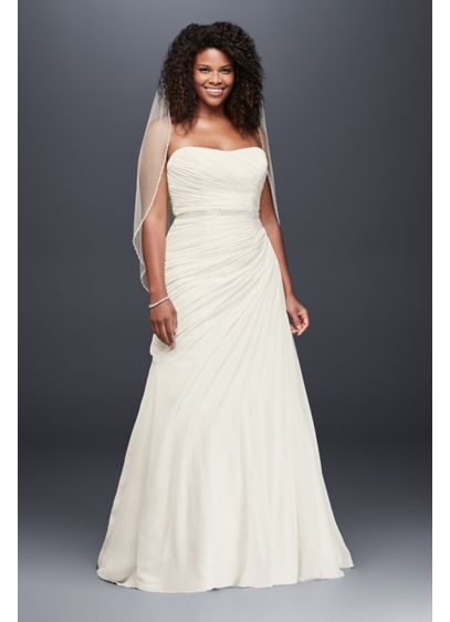 Crinkle Chiffon Draped Plus Size Wedding Dress David S Bridal