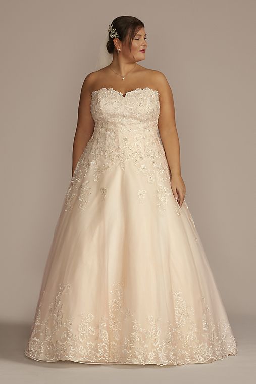 Jewel Beaded Lace and Tulle Ball Gown Wedding Dress