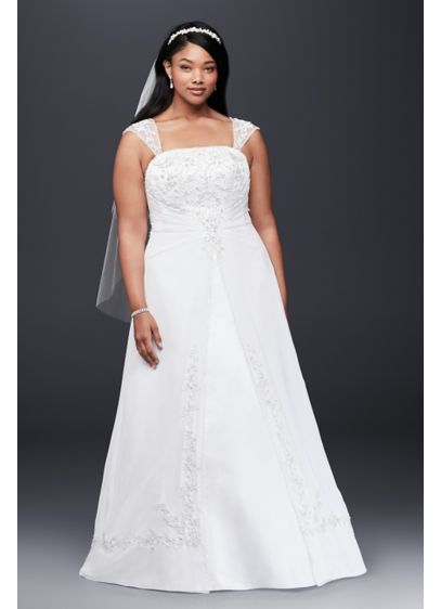  A Line  Plus  Size  Wedding  Dress  with Cap Sleeves David s 
