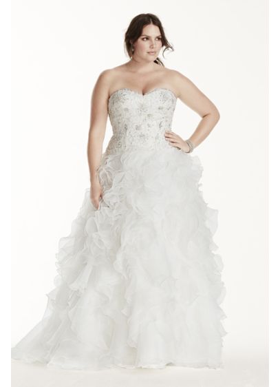 Jewel Organza Plus  Size  Wedding  Dress  with Ruffles  David 