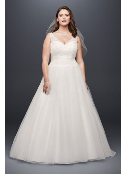 Tulle Plus Size Wedding Dress with Illusion Straps | David's Bridal