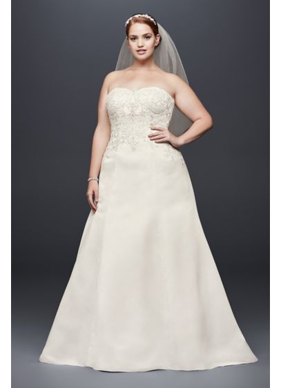 Satin Strapless A-line Plus Size Wedding Dress | David's Bridal
