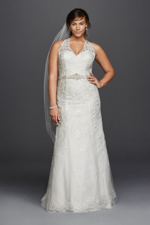 halter lace wedding dress