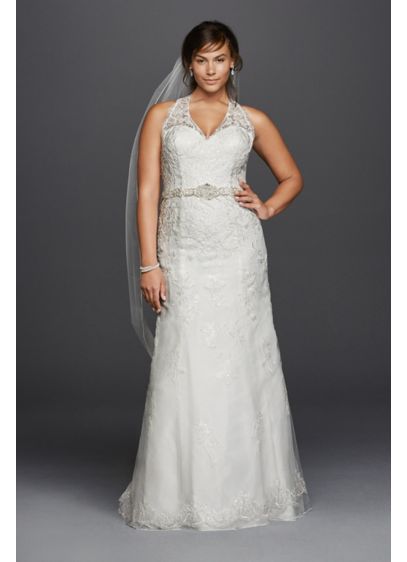 Jewel Lace Plus  Size  Halter  Wedding  Dress  David s Bridal 