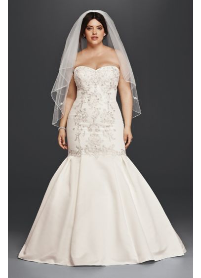 Lace and Satin Plus Size Mermaid Wedding Dress | David's Bridal
