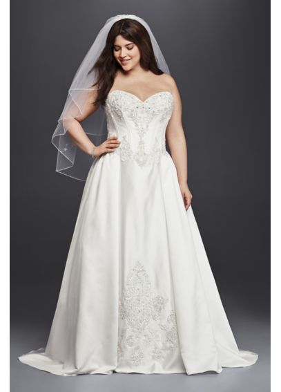 Strapless Satin Plus Size Ball Gown Wedding Dress - Davids Bridal
