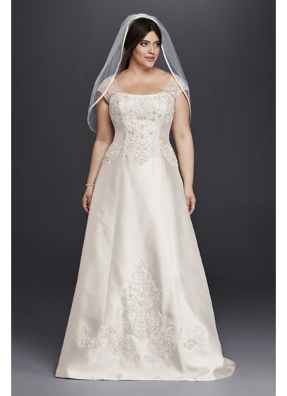 Cap Sleeve Mikado A-Line Plus Size Wedding Dress | David's Bridal