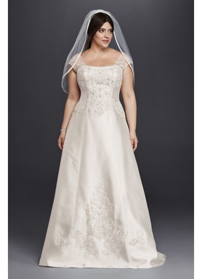 Cap Sleeve Mikado A Line Plus Size Wedding Dress David s Cap Sleeve Mikado A Line Plus Size Wedding Dress David s