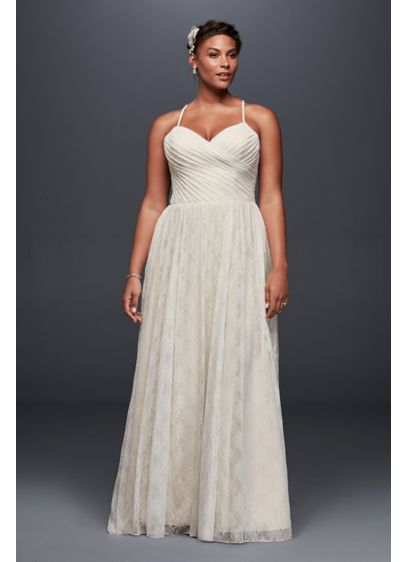 Soft Lace Plus Size Wedding Dress With Pleating David S Bridal