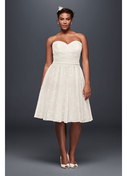Strapless Lace Plus Size Short Wedding Dress David S Bridal