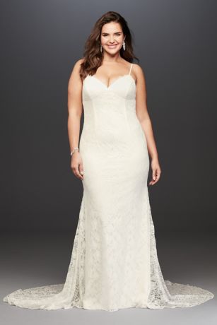 soft lace sheath wedding dress with low back